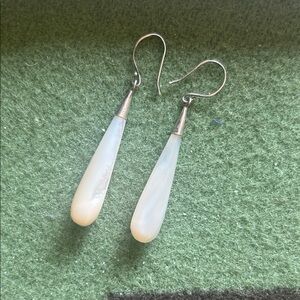 Pearly Silver and Cream Teardrop Earrings